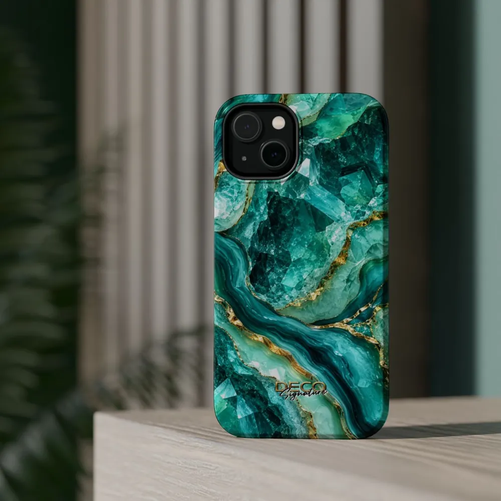 Luxury Sparkling Aquamarine DECO Signature MagSafe Impact-Resistant Phone Case