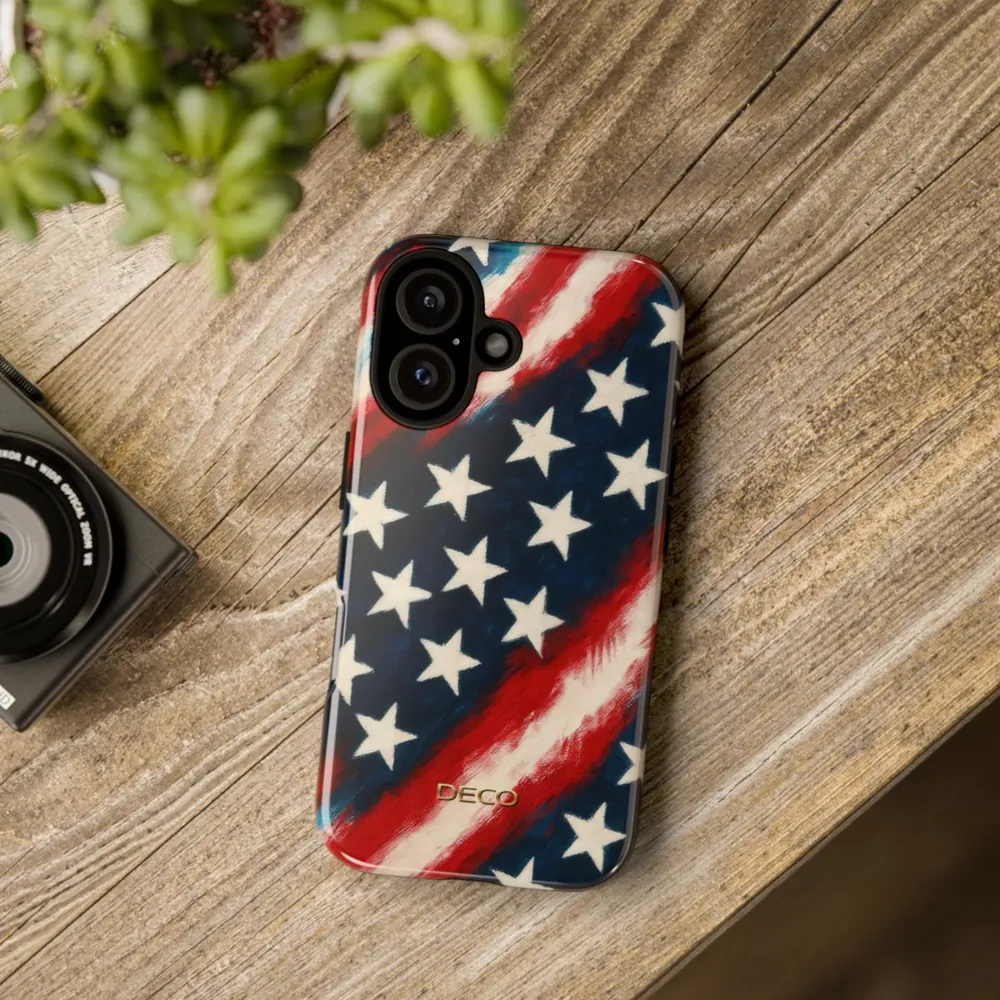 Painted Vintage America US Flag Tough Phone Case