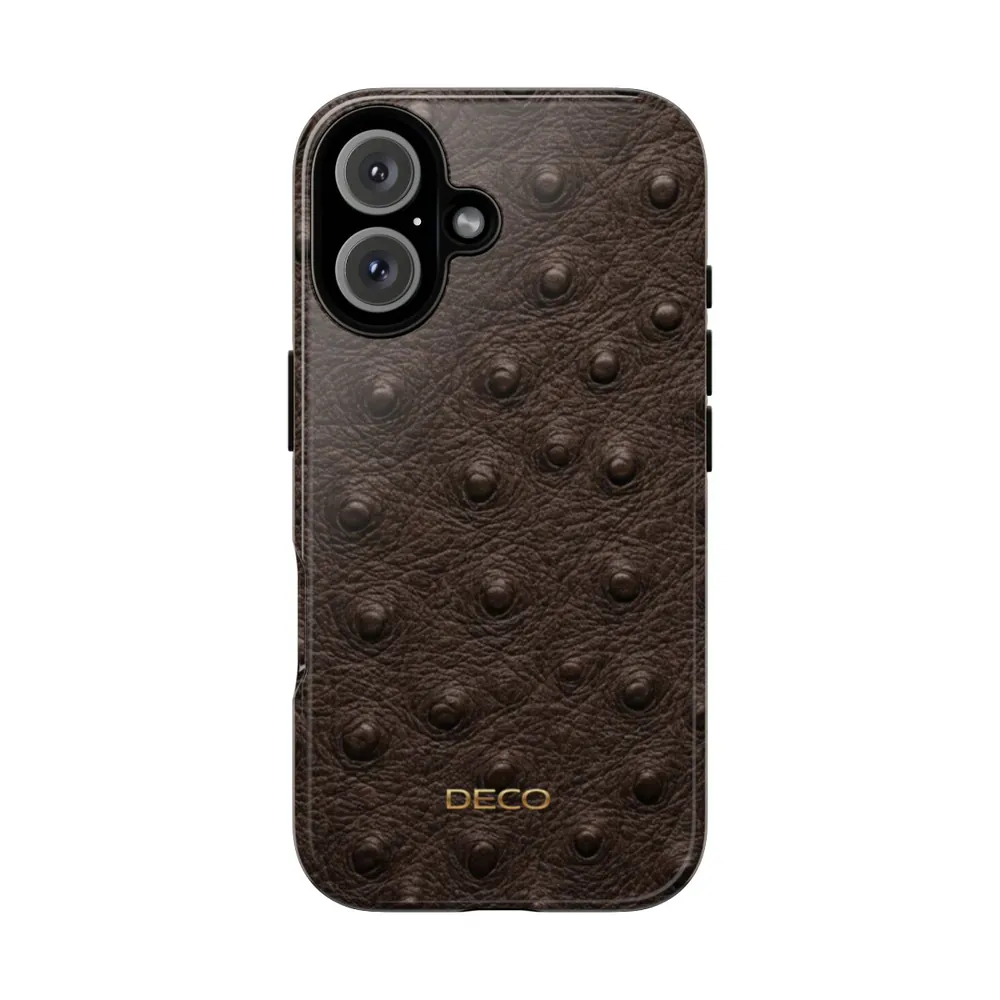 Brown Ostrich Skin Tough Phone Case