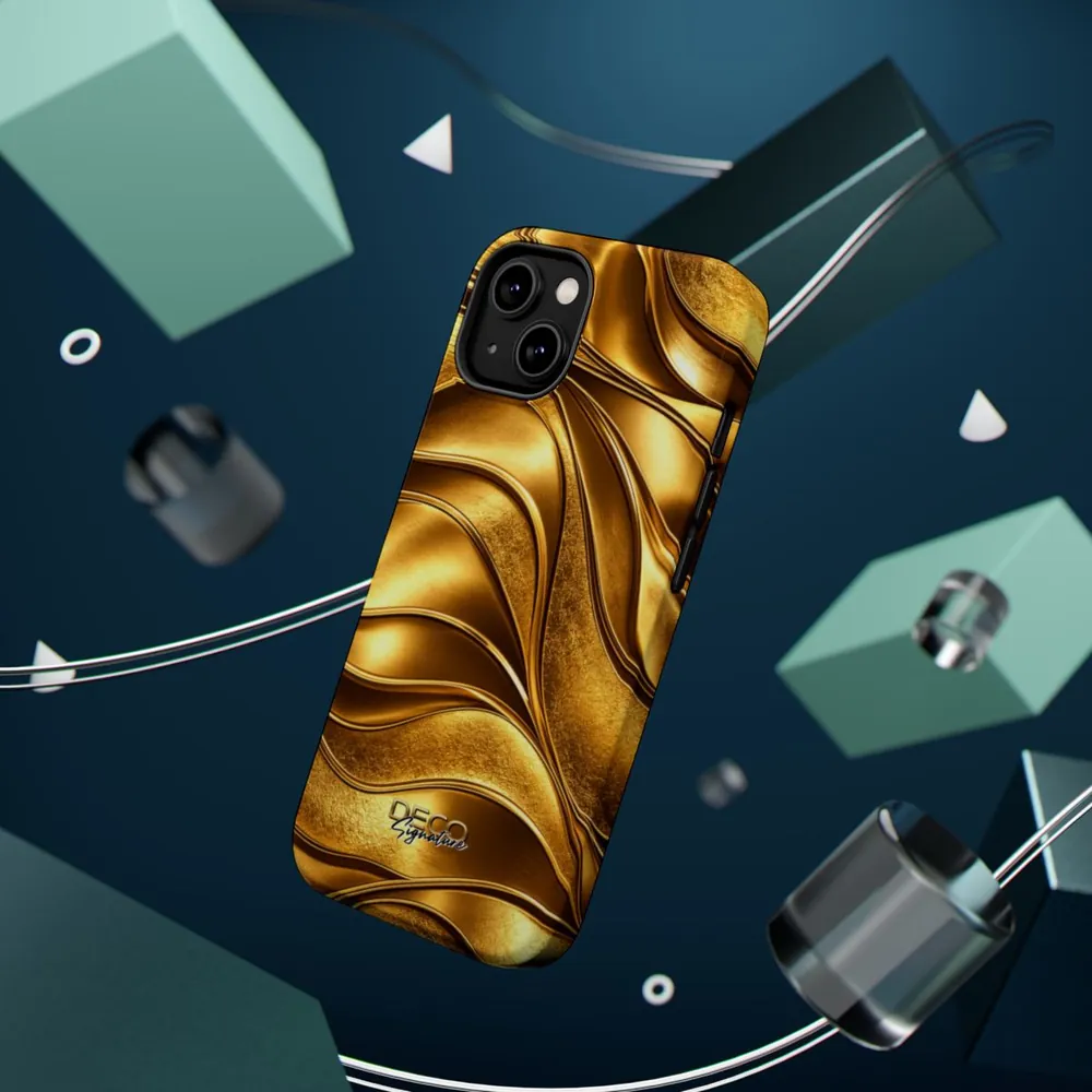 Luxury Textured Gold Flow DECO Signature MagSafe Impact-Resistant Phone Case