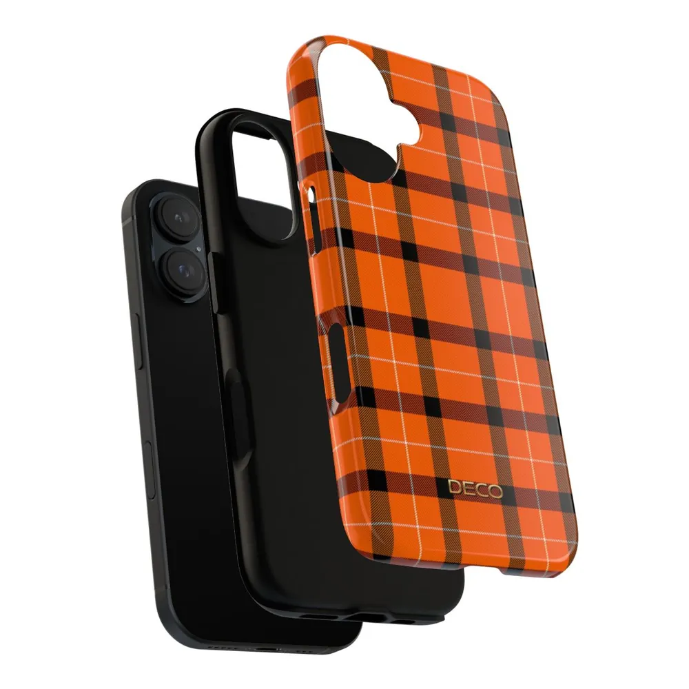 Orange Gingham Tartan Plaid Tough Phone Case