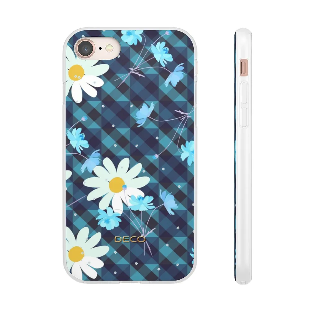 Daisy Blue Gingham Plaid Phone Case