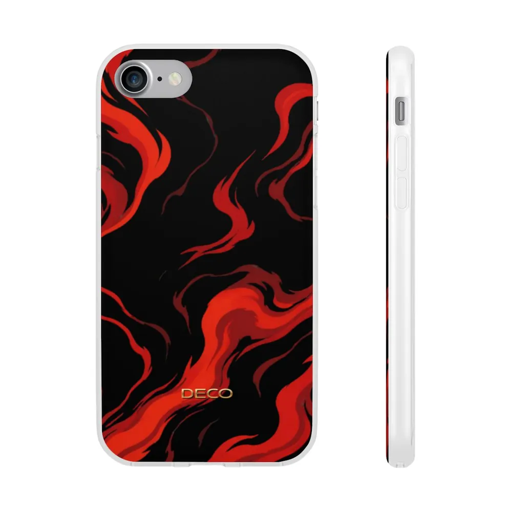 Fiery Red & Black Marble Phone Case