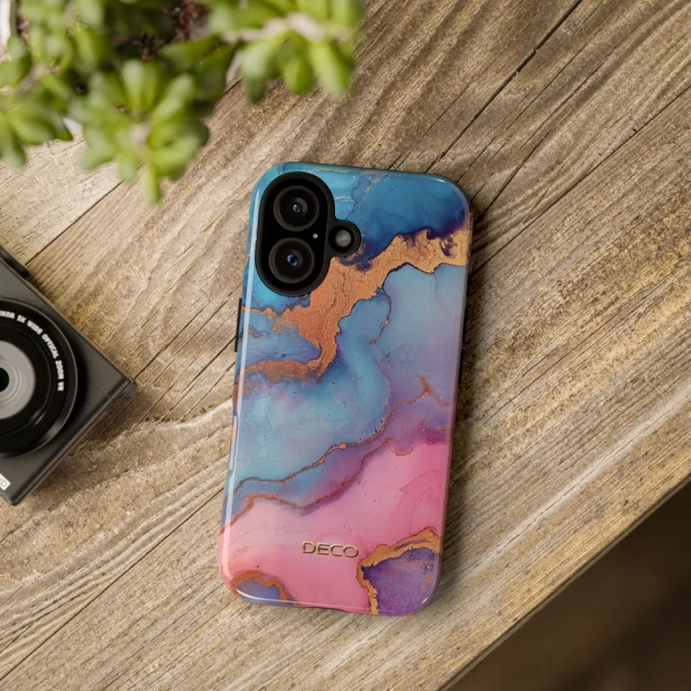 Gold Pink & Purple Watercolor Marble Tough Phone Case
