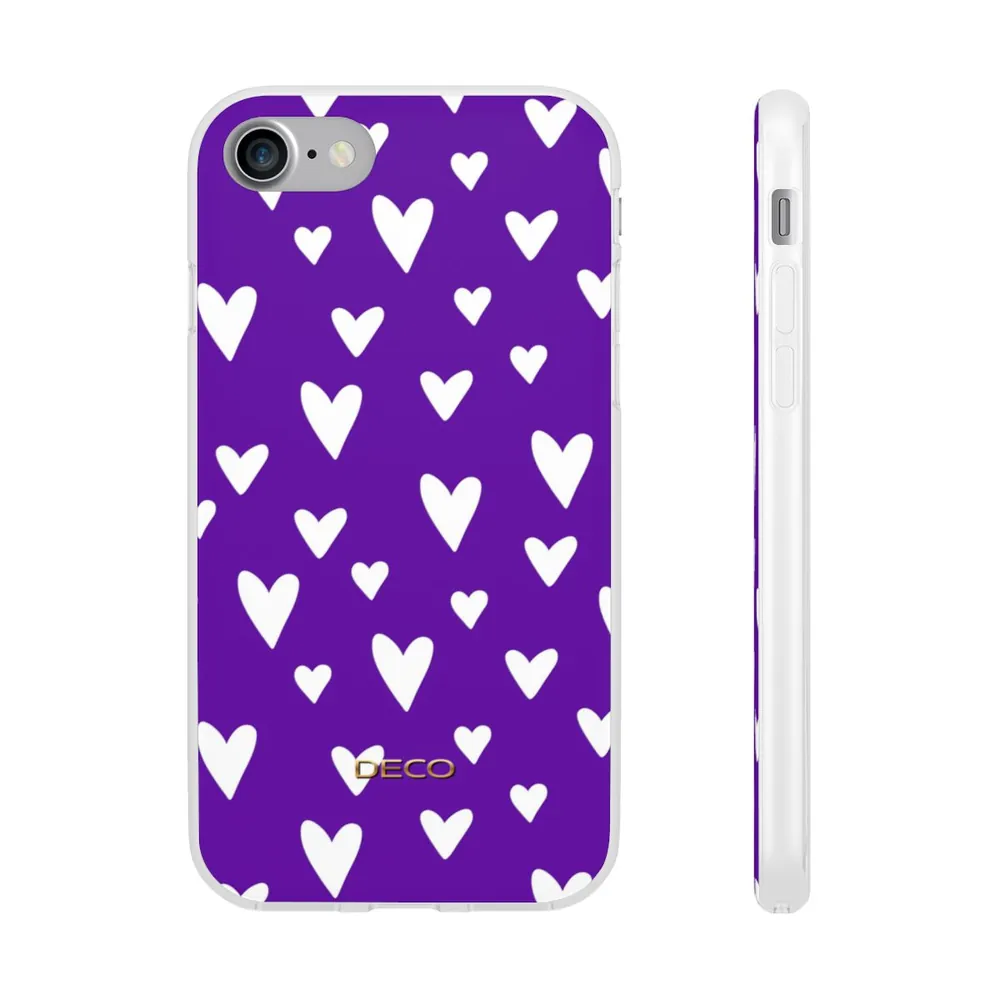 Purple & White Polka Hearts Phone Case