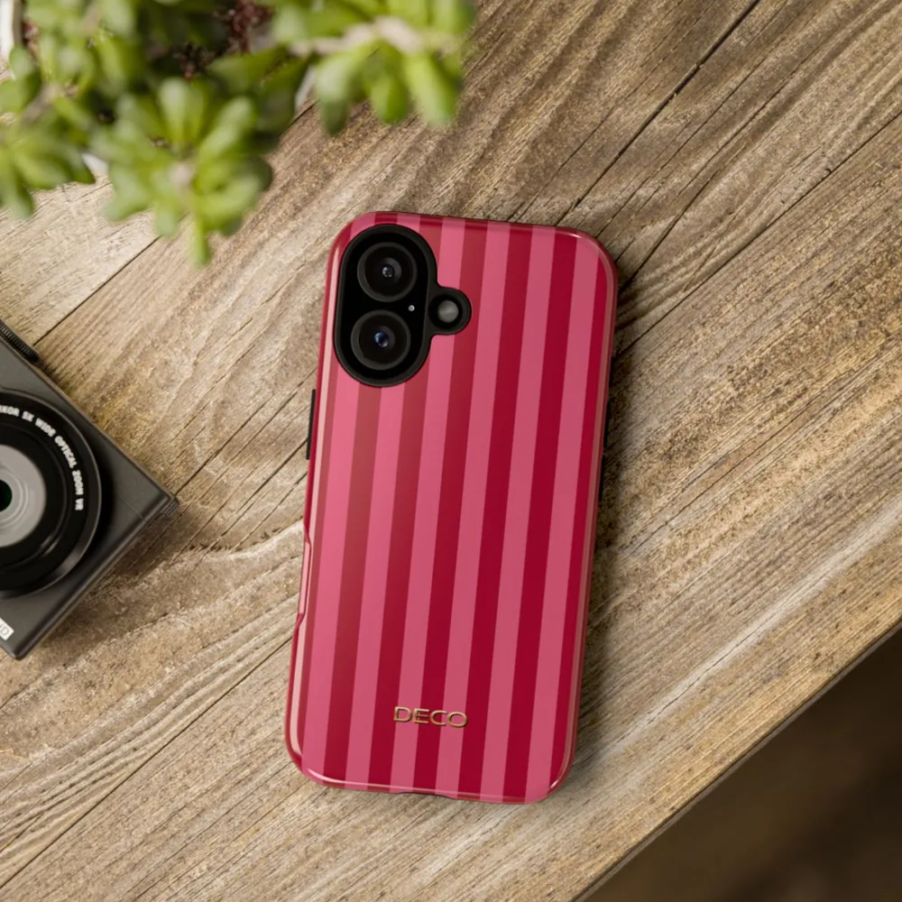 Classic Red & Pink Stripes Tough Phone Case