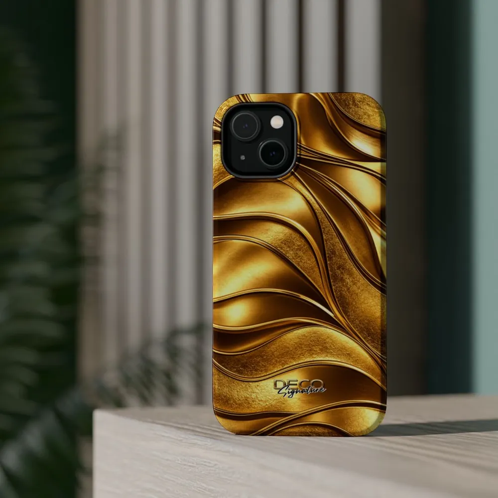 Luxury Textured Gold Flow DECO Signature MagSafe Impact-Resistant Phone Case