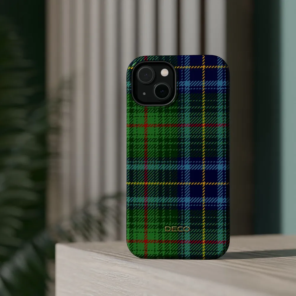 Blue Green Tartan Plaid MagSafe Impact-Resistant Phone Case