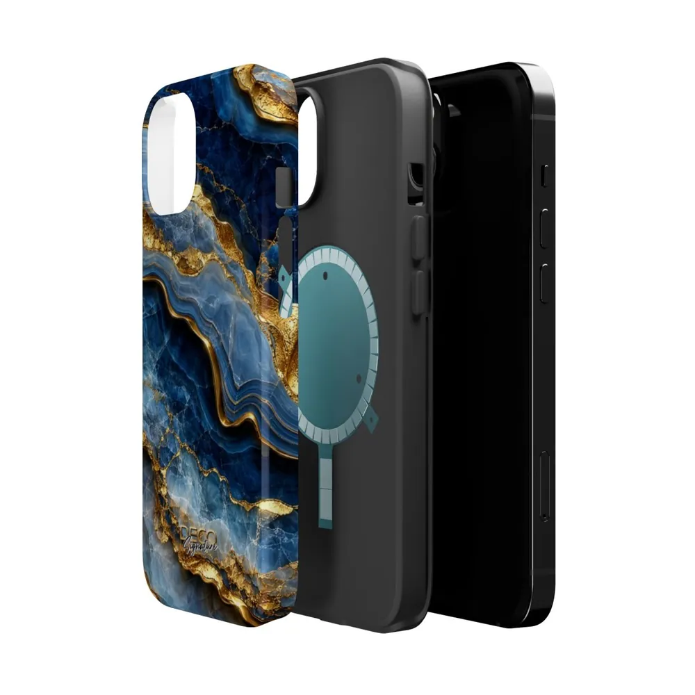Luxury Textured Blue Onyx DECO Signature MagSafe Impact-Resistant Phone Case