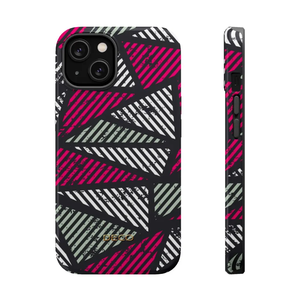 Distressed Magenta Geometric MagSafe Impact-Resistant Phone Case