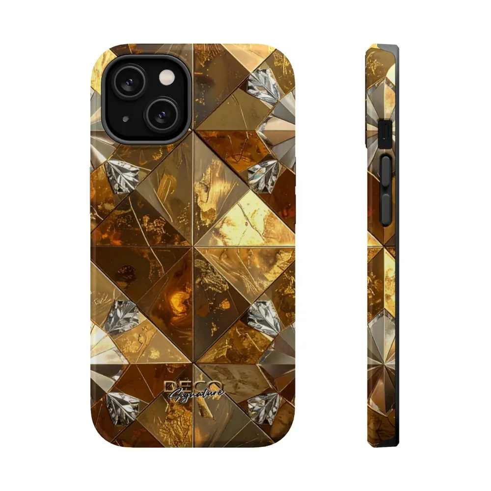Luxury Gold & Diamond Tile DECO Signature MagSafe Impact-Resistant Phone Case