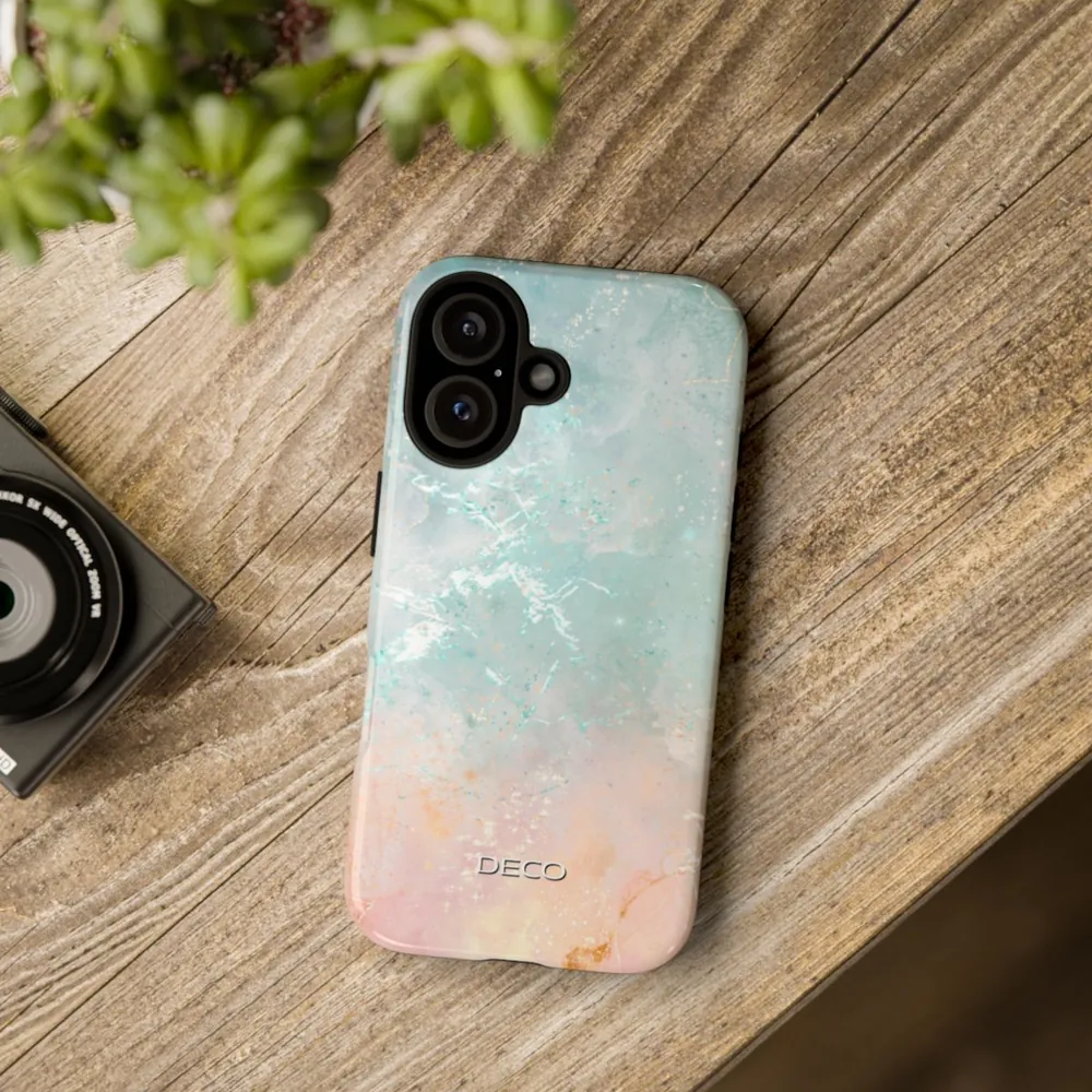 Seafoam & Coral Marble Tough Phone Case