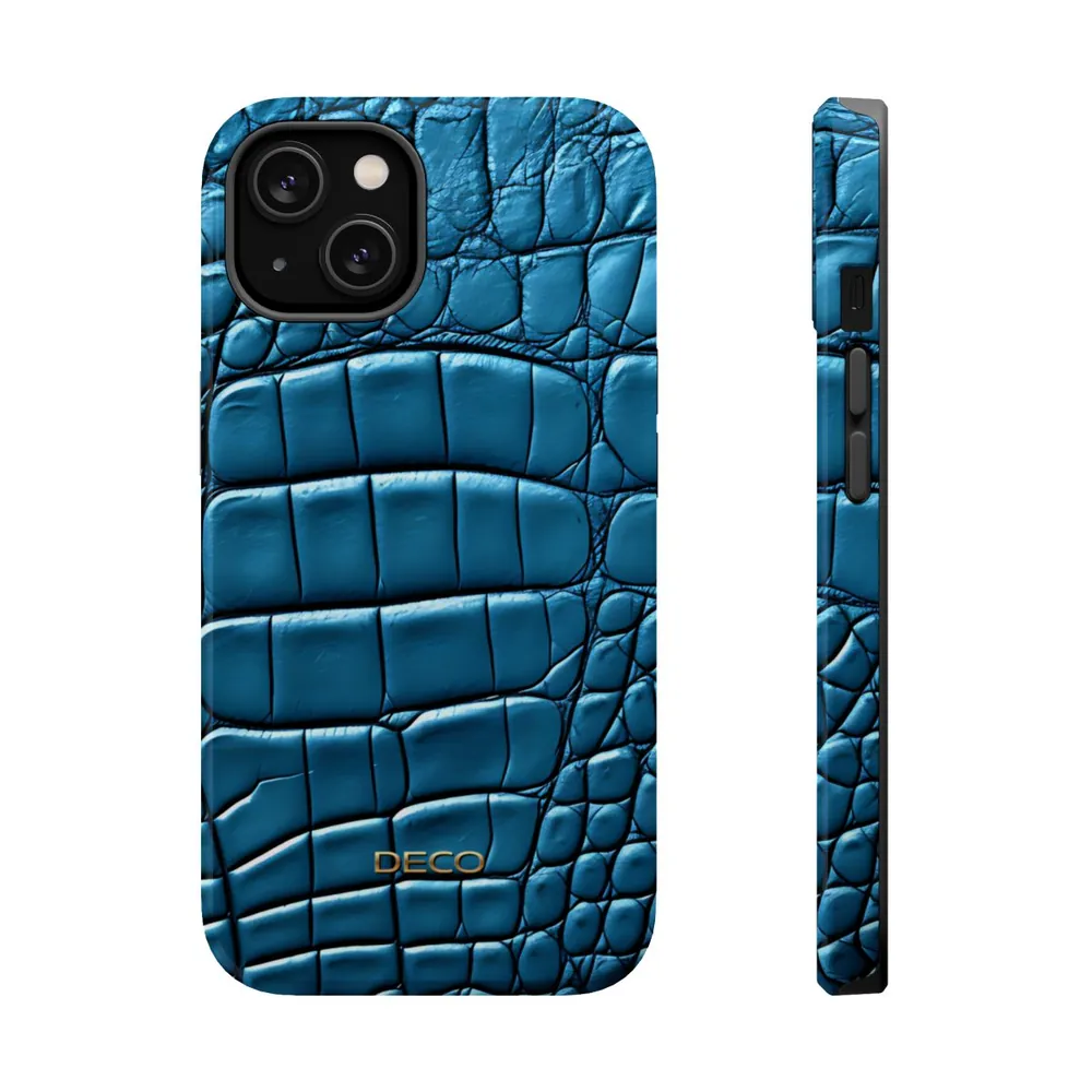Aqua Alligator Skin MagSafe Impact-Resistant Phone Case