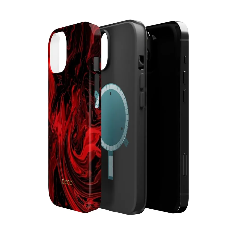 Fiery Red Swirl MagSafe Impact-Resistant Phone Case