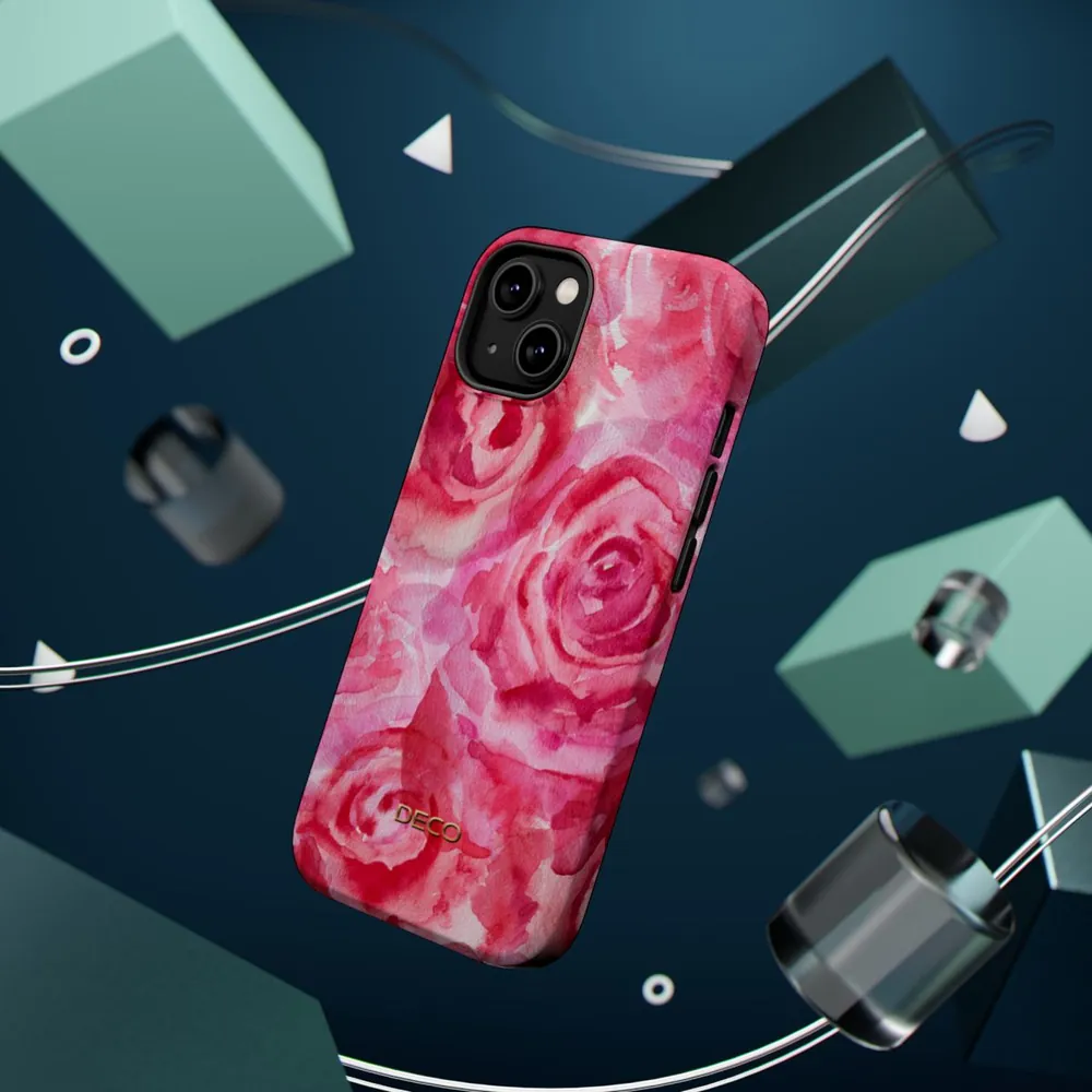 Watercolor Roses Floral MagSafe Impact-Resistant Phone Case