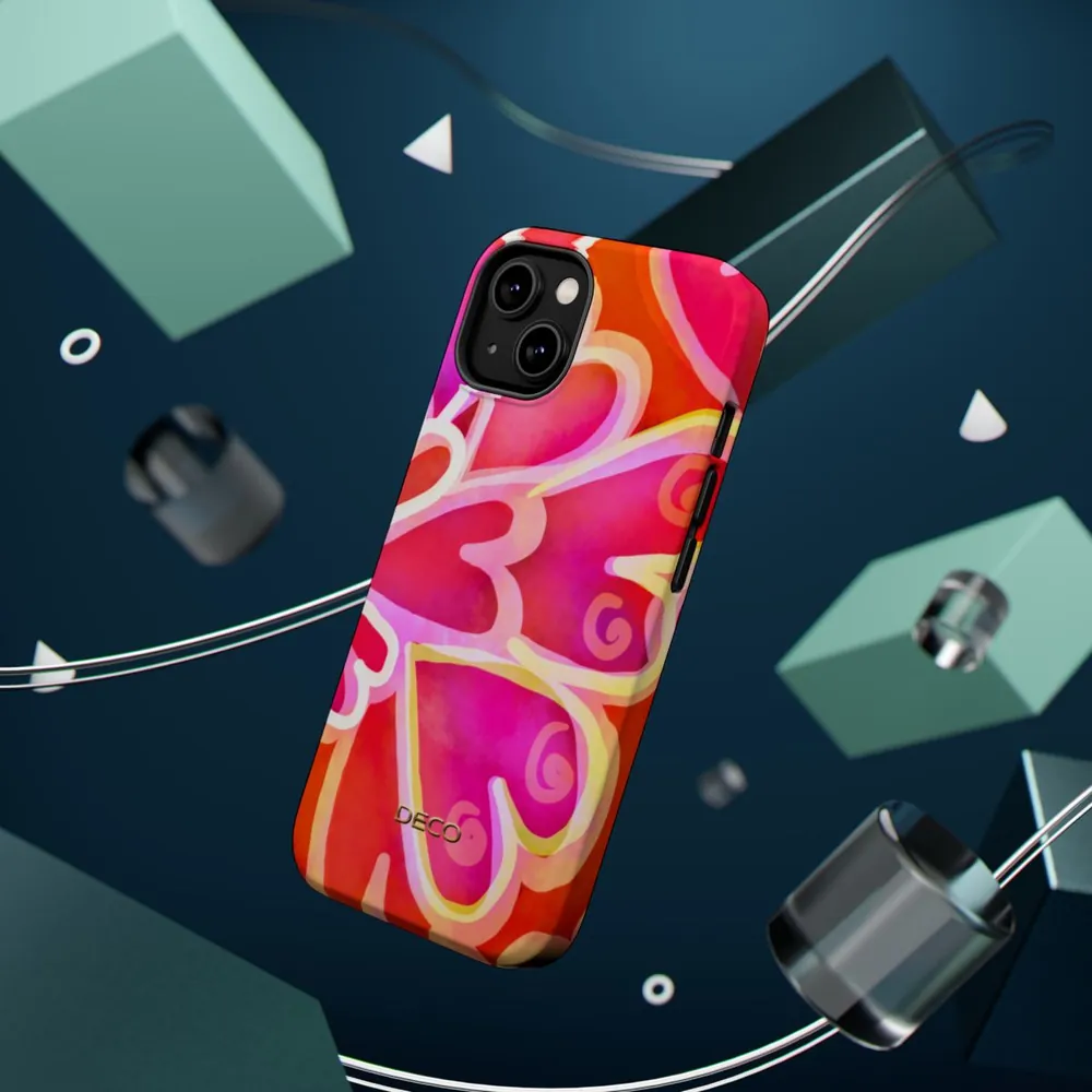Painted Hearts Watercolor MagSafe Impact-Resistant Phone Case