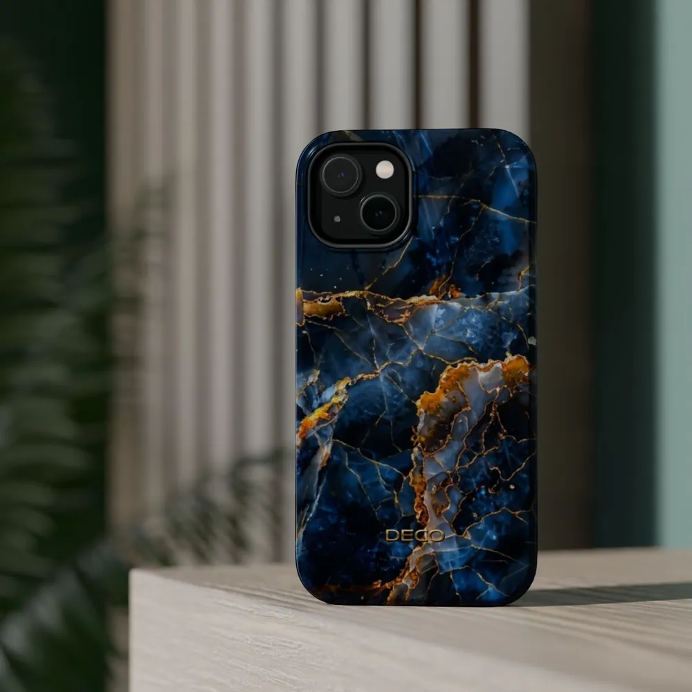 Blue Onyx Marble MagSafe Impact-Resistant Phone Case
