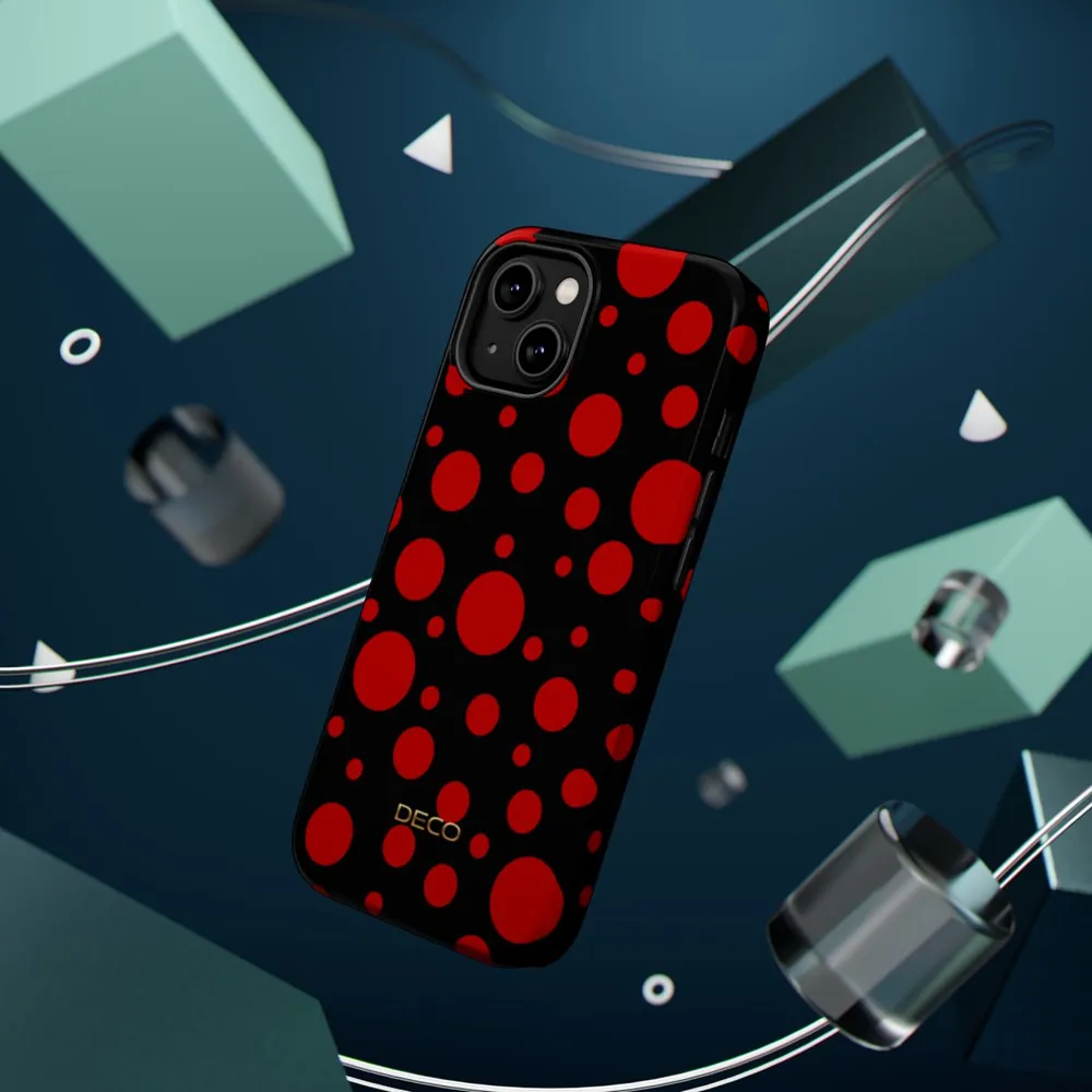Black & Red Polka Dots MagSafe Impact-Resistant Phone Case