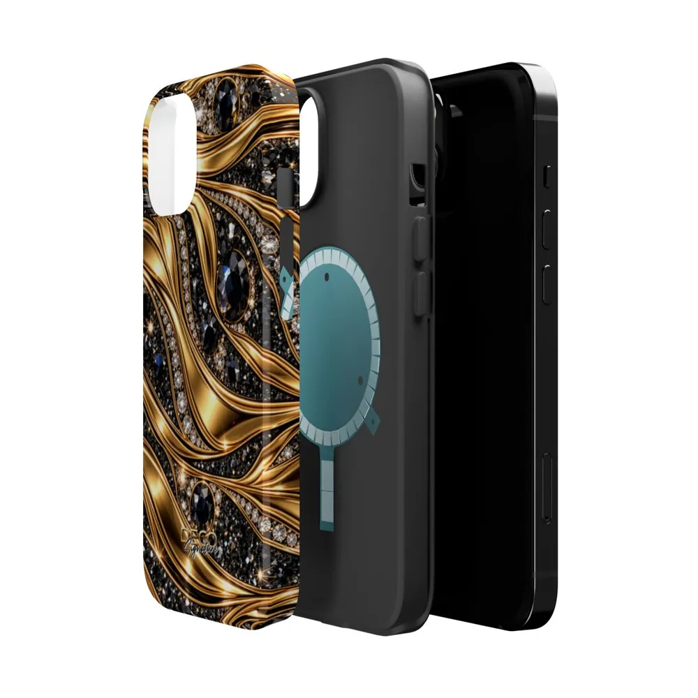 Luxury Gold & Black Diamonds DECO Signature MagSafe Impact-Resistant Phone Case
