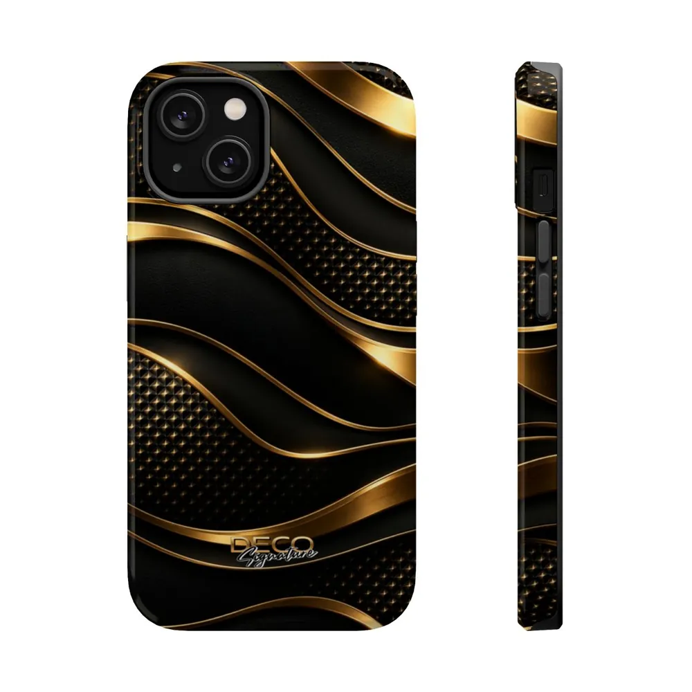 Luxury Textured Black & Gold DECO Signature MagSafe Impact-Resistant Phone Case