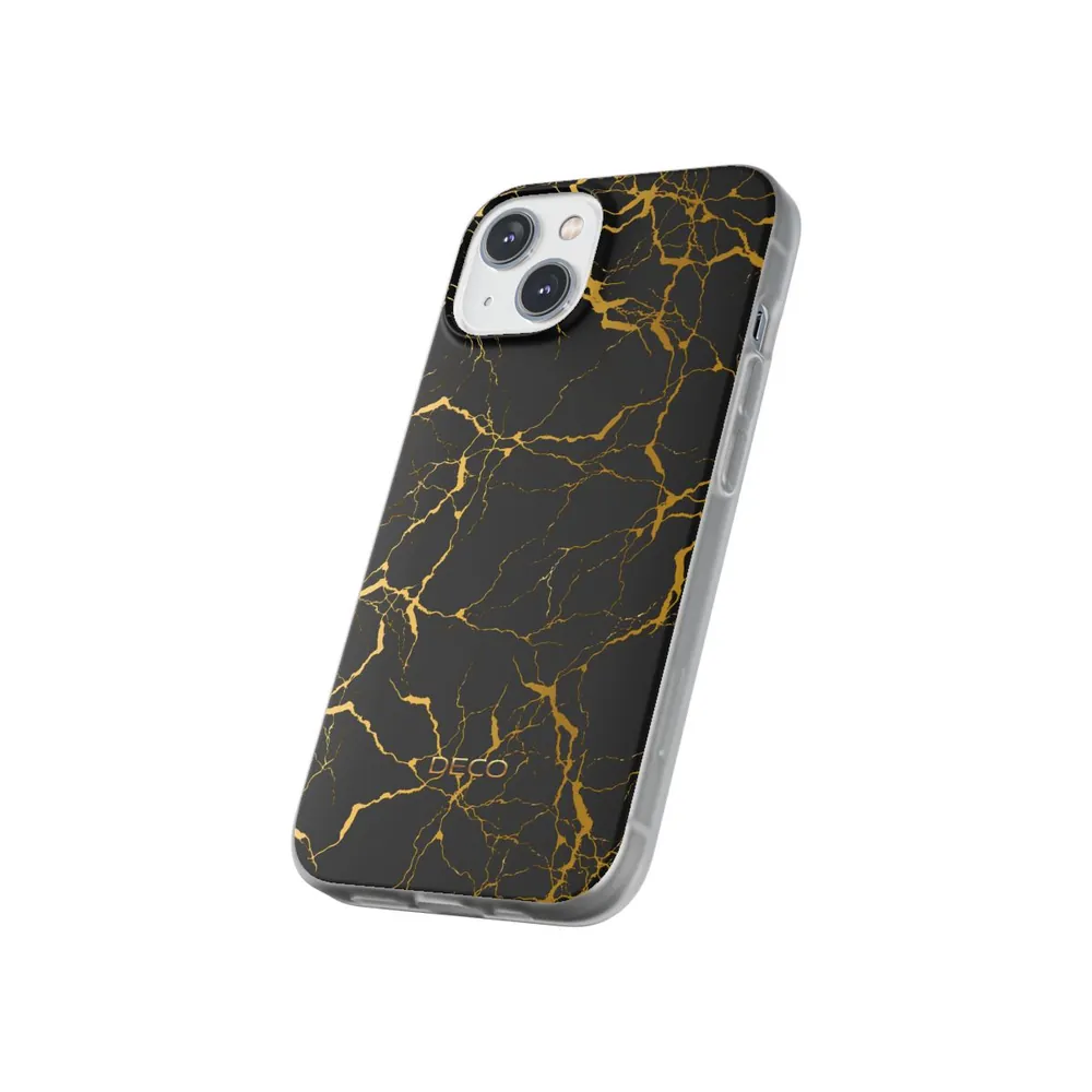 Black Gold Electric Marble Phone Case