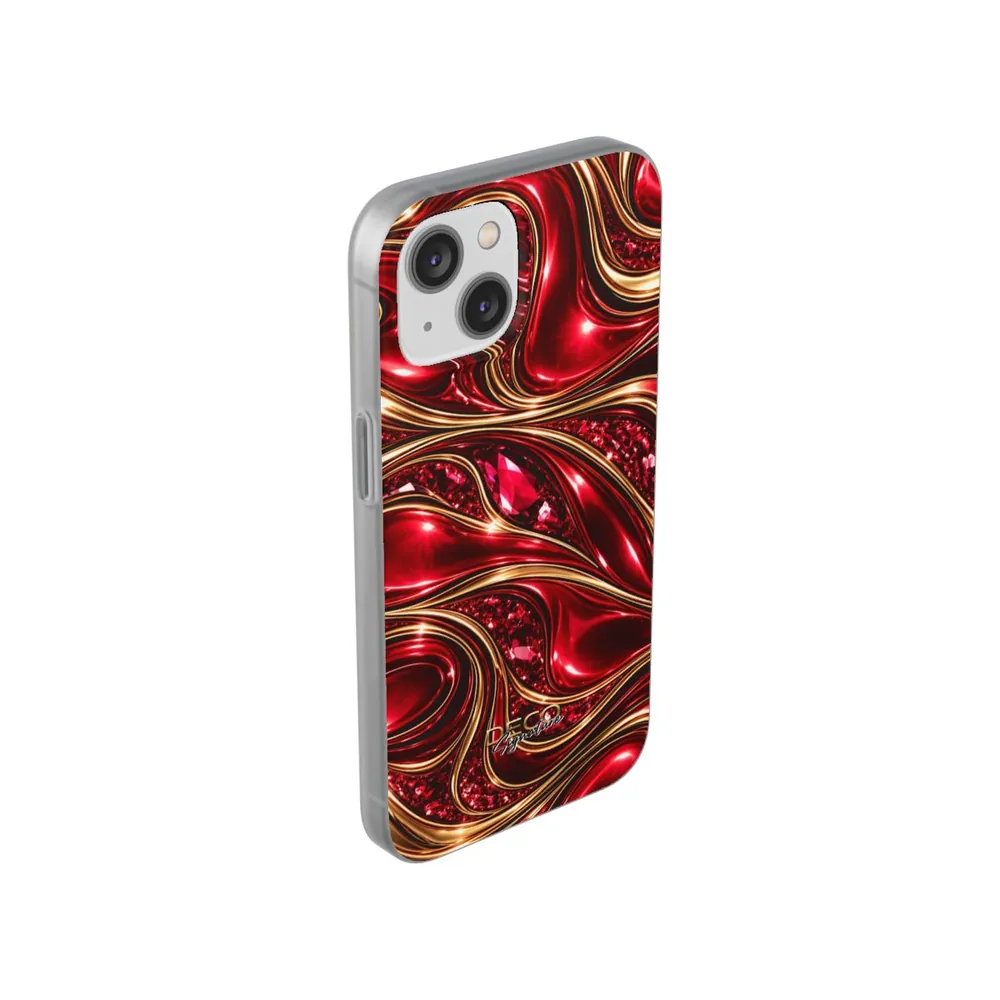 Luxury Liquid Gold & Ruby Reds DECO Signature Phone Case