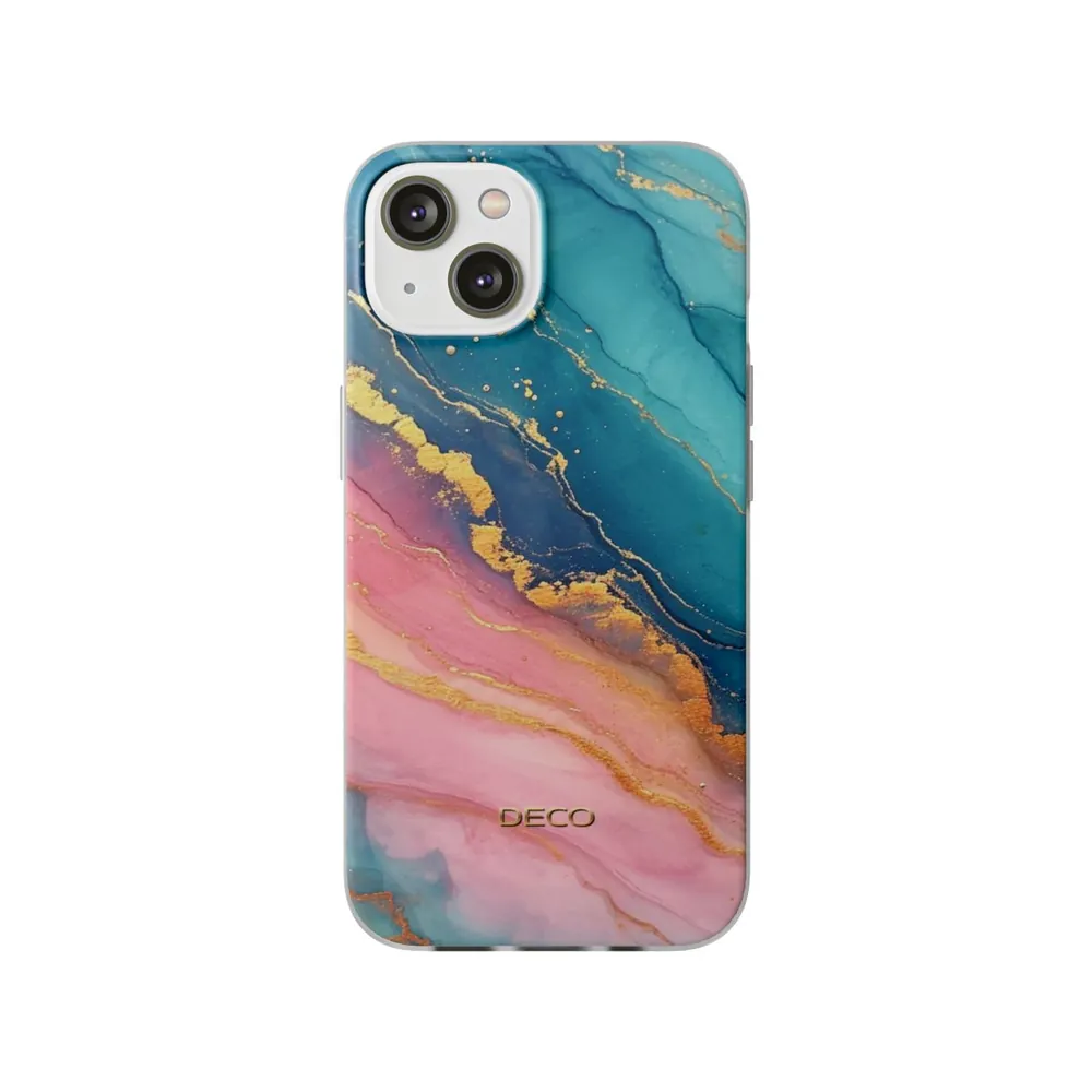 Pastel Gold Pinks & Blues Watercolor Marble Phone Case