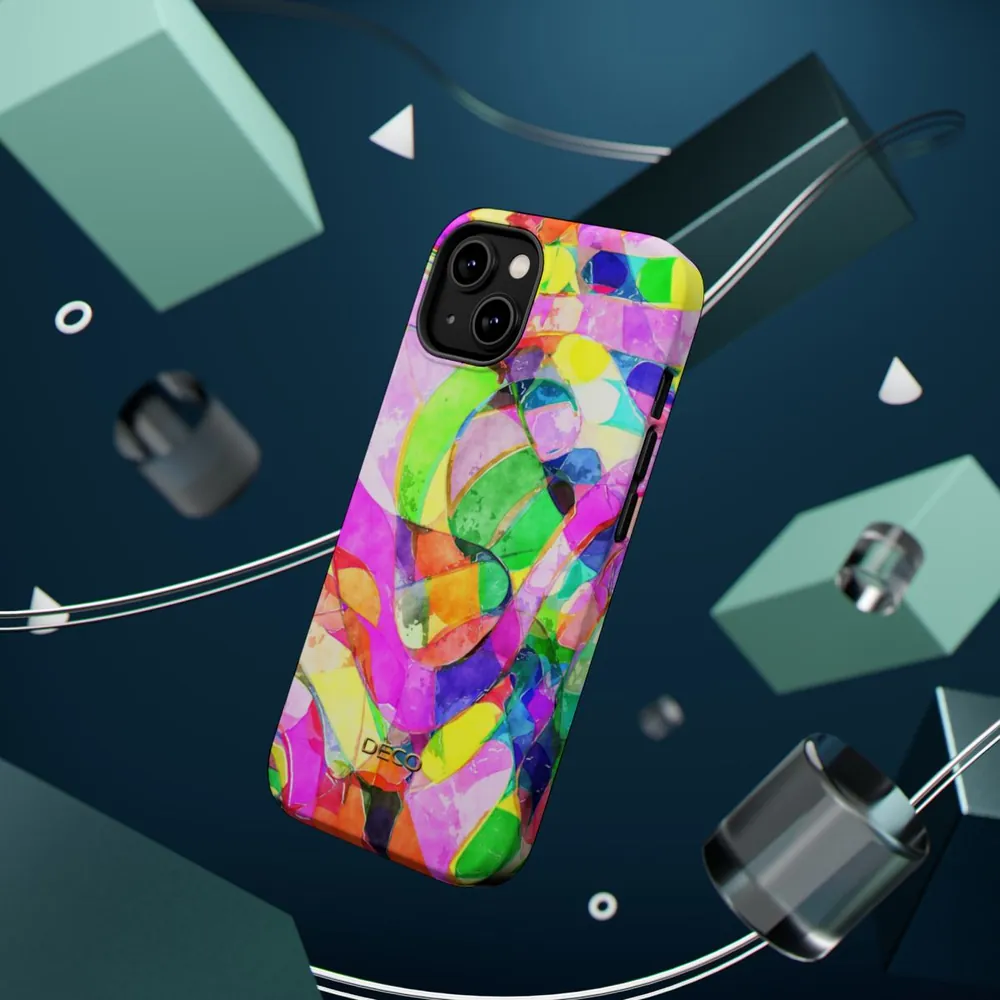 Abstract Neon Watercolor MagSafe Impact-Resistant Phone Case