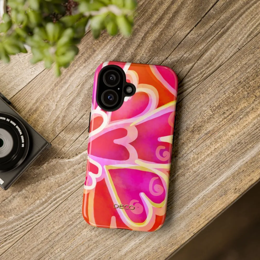 Painted Hearts Watercolor Tough Phone Case