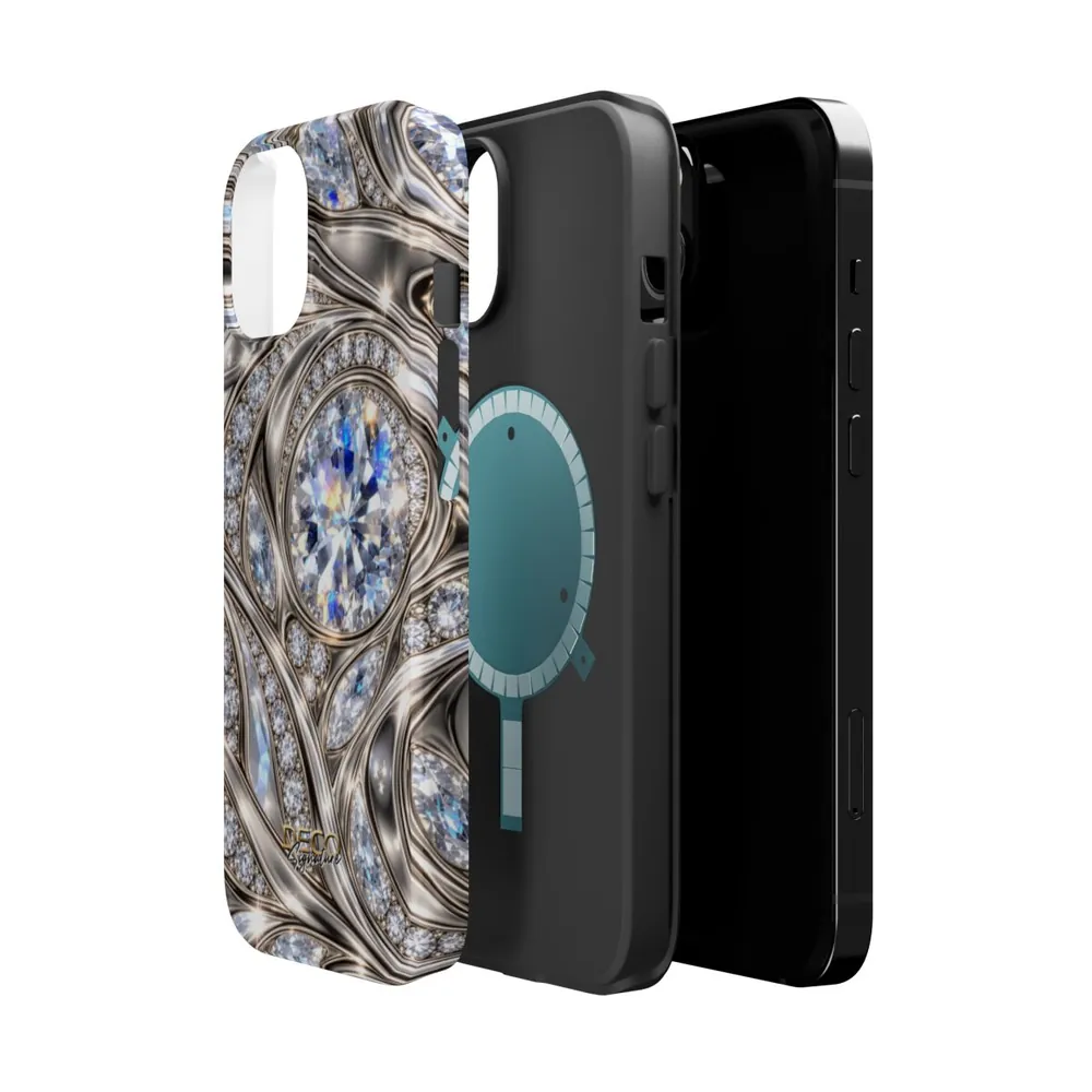 Luxury Platinum & Diamonds DECO Signature MagSafe Impact-Resistant Phone Case