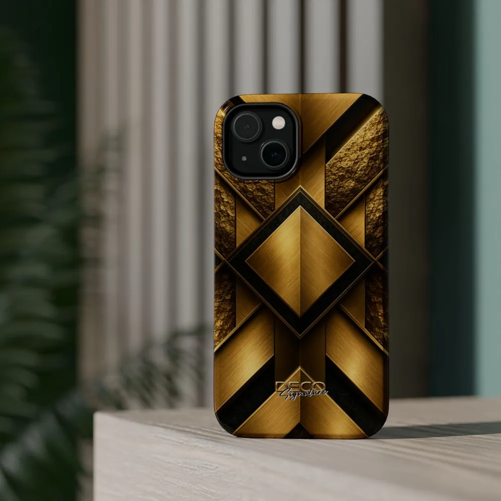 Luxury Textured Gold DECO Signature MagSafe Impact-Resistant Phone Case