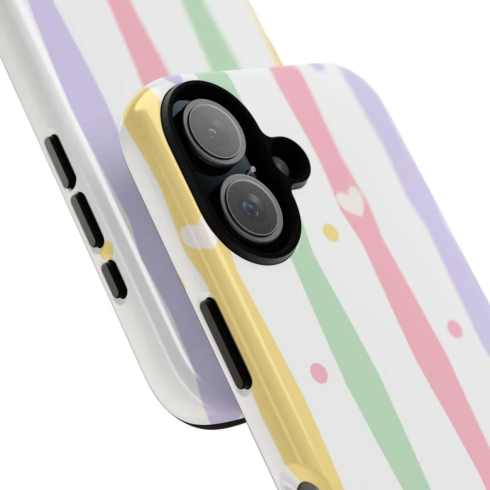 Pastel Heart Stripes Tough Phone Case