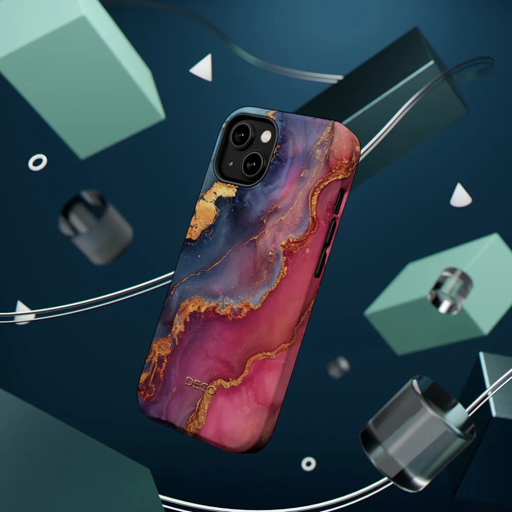 Pinks & Gold Watercolor Marble MagSafe Impact-Resistant Phone Case