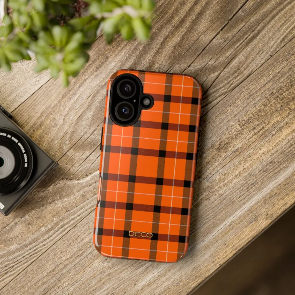 Orange Gingham Tartan Plaid Tough Phone Case