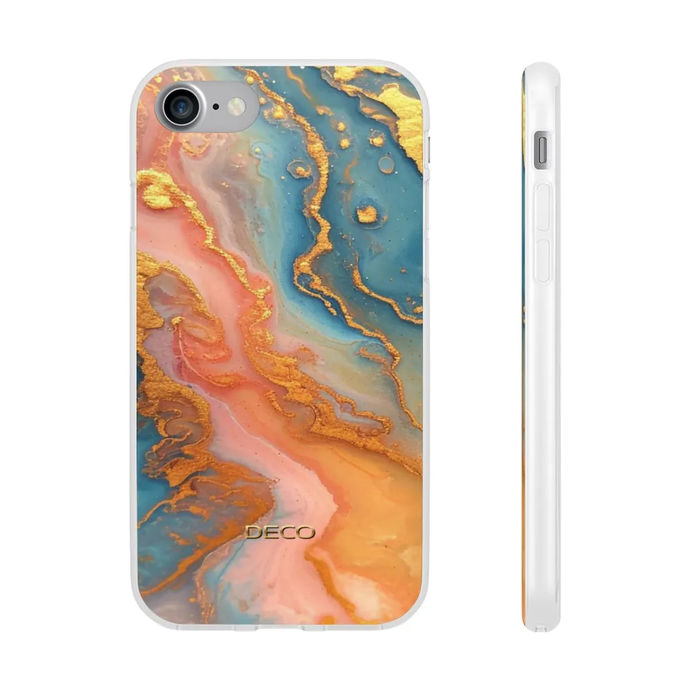 Gold Coral Watercolor Marble Phone Case
