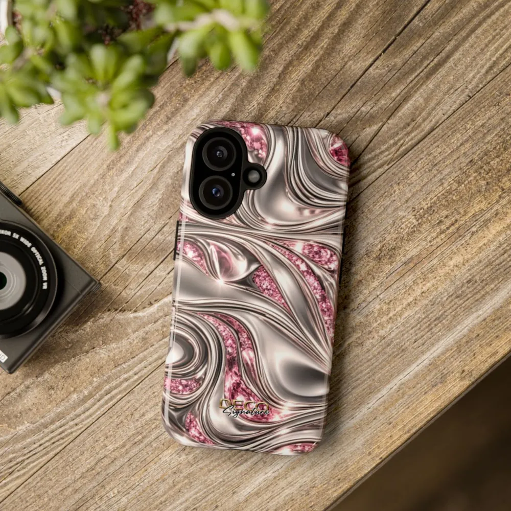 Luxury Liquid Platinum & Pink Diamonds DECO Signature Tough Phone Case