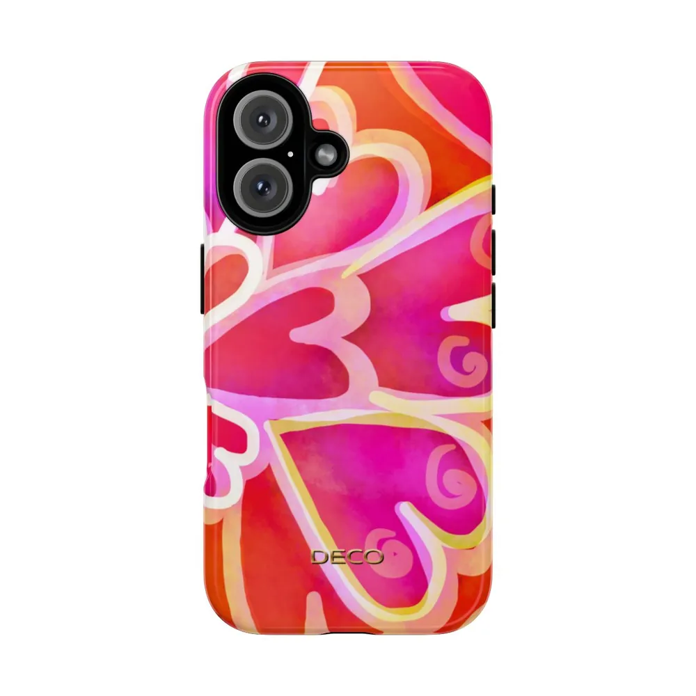 Painted Hearts Watercolor Tough Phone Case