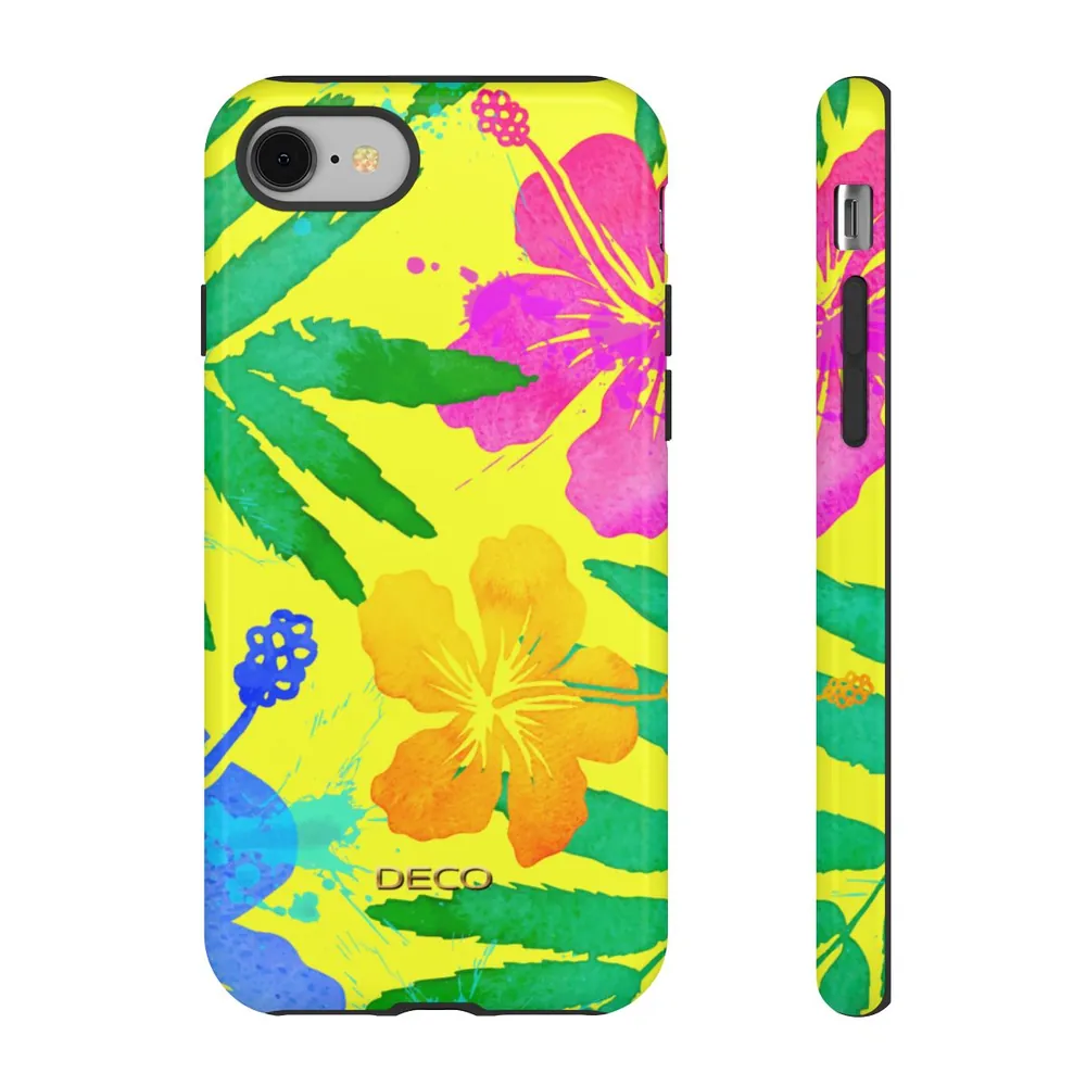 Tropical Neon Floral Tough Phone Case