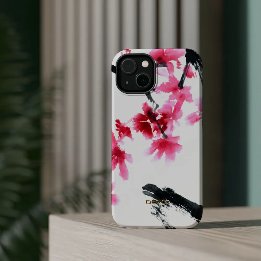 Watercolor Cherry Blossom Floral MagSafe Impact-Resistant Phone Case