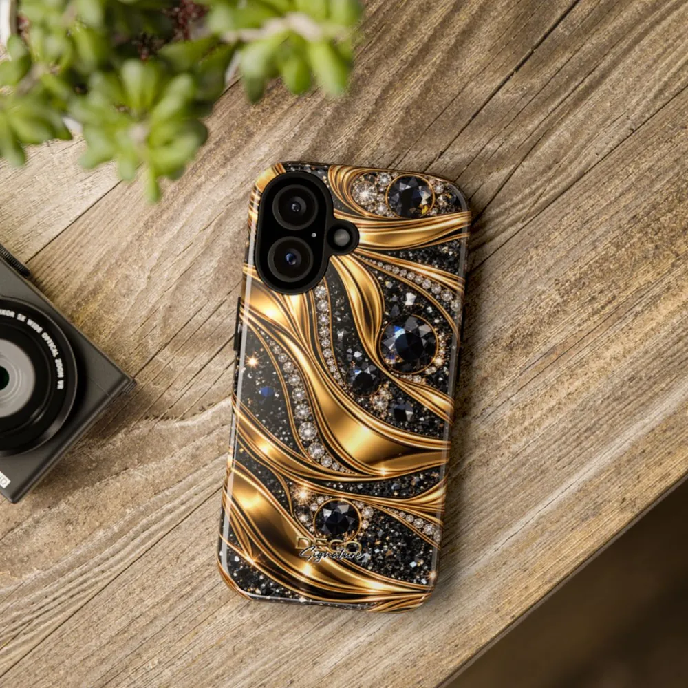 Luxury Gold & Black Diamonds DECO Signature Tough Phone Case