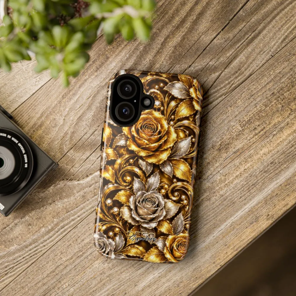 Luxury White & Yellow Gold Roses DECO Signature Tough Phone Case