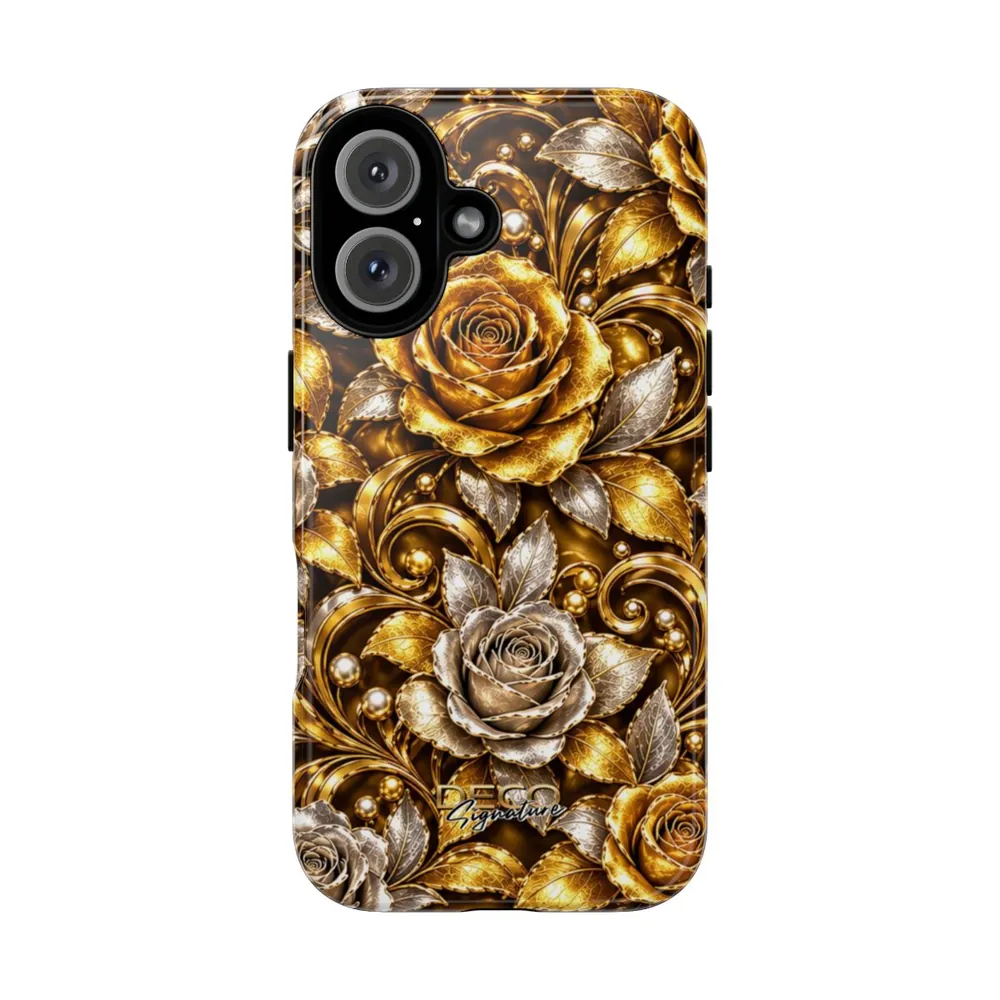 Luxury White & Yellow Gold Roses DECO Signature Tough Phone Case