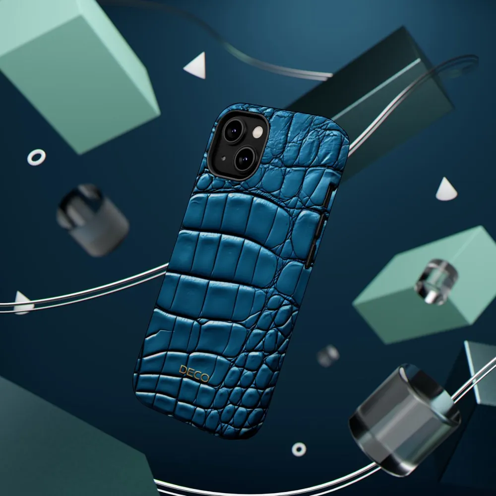 Aqua Alligator Skin MagSafe Impact-Resistant Phone Case