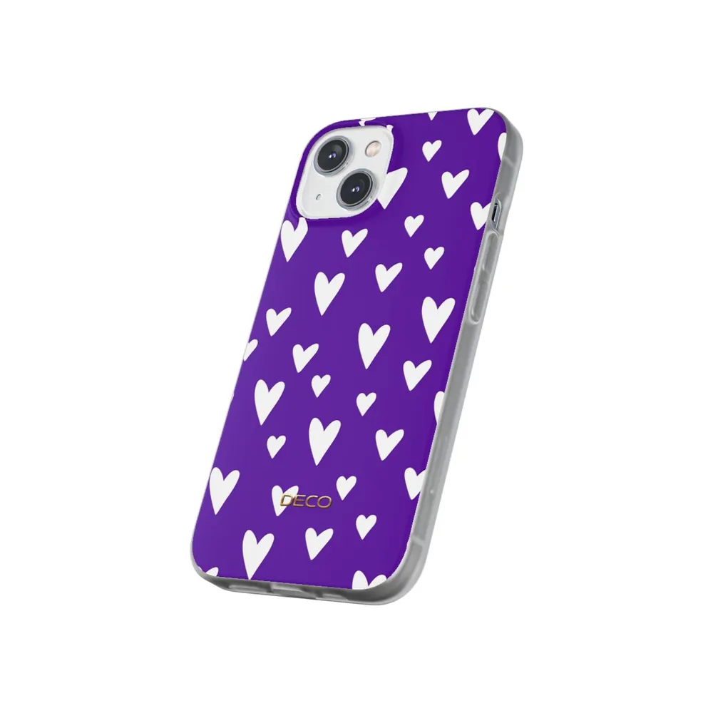 Purple & White Polka Hearts Phone Case