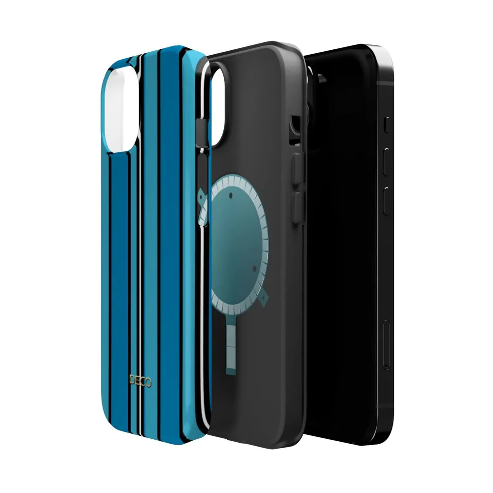 Blue Stripes MagSafe Impact-Resistant Phone Case