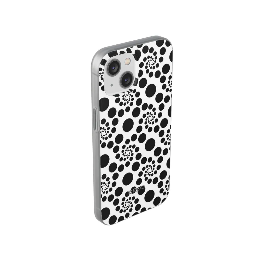 White & Black Twirly Polka Dots Phone Case