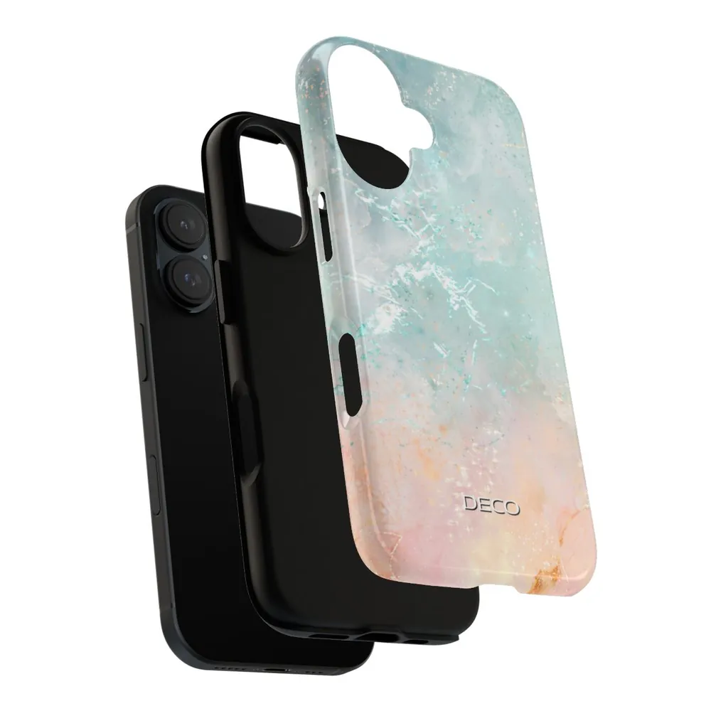 Seafoam & Coral Marble Tough Phone Case