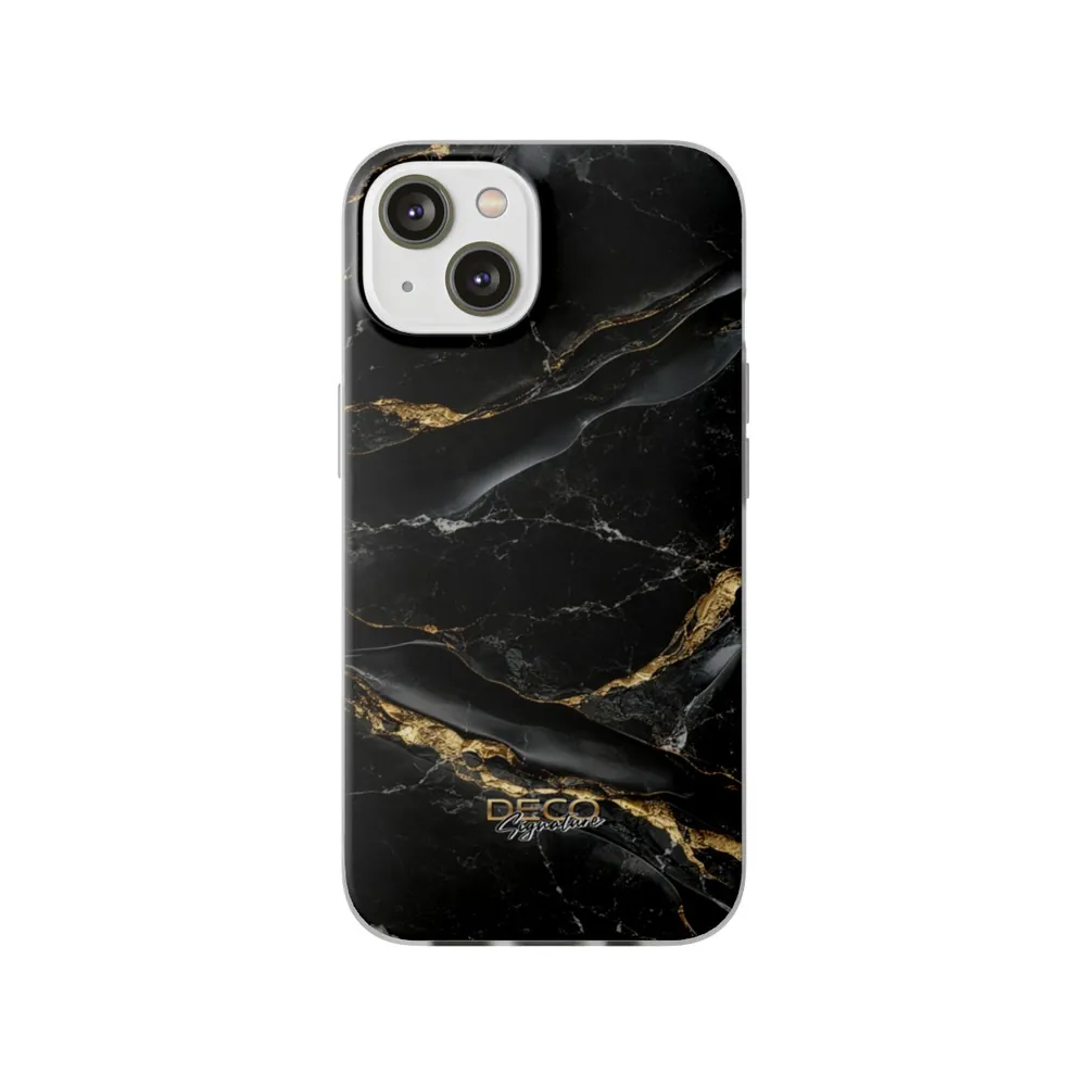 Luxury Black & Gold Textured Marble DECO Signature Phone Case
