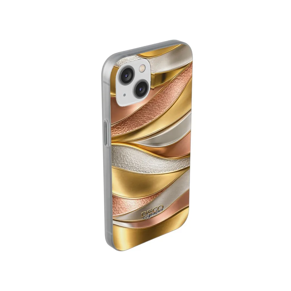 Luxury Textured White, Yellow & Rose Gold DECO Signature Phone Case