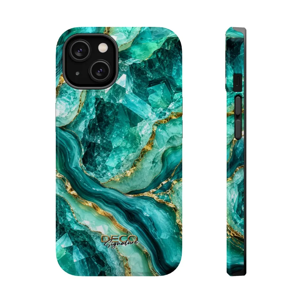 Luxury Sparkling Aquamarine DECO Signature MagSafe Impact-Resistant Phone Case